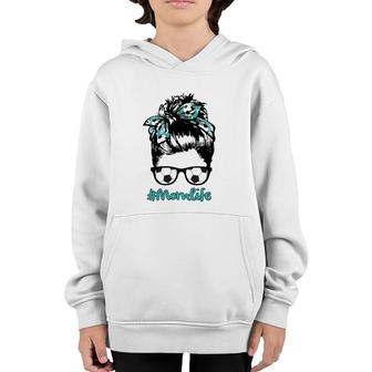 Mom Life Soccer Mom Sunglasses Bandana Messy Bun Gift For Mother's Day Youth Hoodie | Mazezy