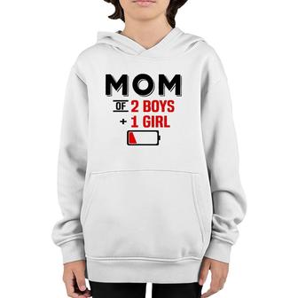 Mom Of 2 Boys 1 Girl Son Mothers Day Birthday Youth Hoodie | Mazezy CA