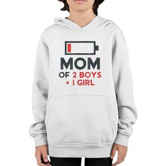 Mom Of 2 Boys 1 Girl Son Mothers Day Gift Birthday Youth Hoodie | Mazezy DE