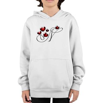 Monogram Initial Letter N Love Heart Youth Hoodie | Mazezy