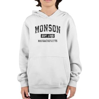 Monson Massachusetts Ma Vintage Sports Design Black Design Youth Hoodie | Mazezy