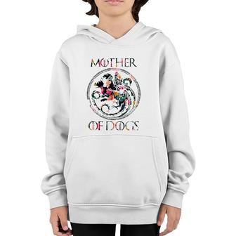 Mother Of Dogs Mom Sarcastic Novelty Floral - Funny Dog Lover Gift Youth Hoodie | Mazezy