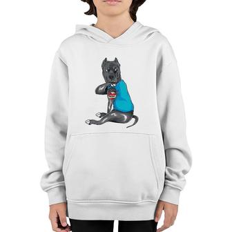 Mother's Day Gifts Funny Dog Pitbull I Love Mom Tattoo Youth Hoodie | Mazezy
