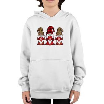 Mother's Day  Gnomes Women Red Buffalo Plaid Leopard Print Youth Hoodie