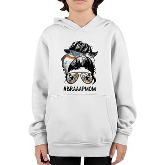 Mother's Day Messy Hair Woman Bun Brappp Mom Life Dirt Bike Youth Hoodie | Mazezy