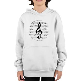 Music Sheet Notes G-Clef Symbol Vintage Design Musician Gift Youth Hoodie | Mazezy