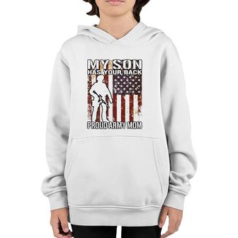 My Son Has Your Back - Proud Army Mom Military Mother Gift Youth Hoodie | Mazezy