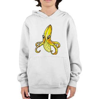 Octopus Banana Yellow Funny Humor Fruit Pun Lover Gift Youth Hoodie | Mazezy