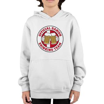 Official Danish Drinking Team Flag Of Denmark Beer Funny Youth Hoodie | Mazezy
