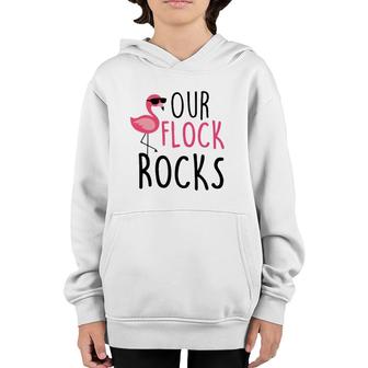 Our Flock Rocks Flamingo Mother's Day Teacher Gift Youth Hoodie | Mazezy