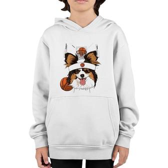 Papillon Basketball Dog Lovers Basketball Player Youth Hoodie | Mazezy