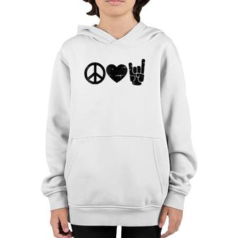 Peace Love Rock And Roll - Rock And Roll S Youth Hoodie | Mazezy