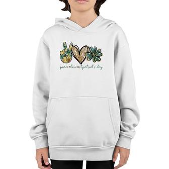Peace Love St Patrick's Day Shamrock Tie Dye St Patrick's Day Youth Hoodie | Mazezy