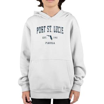 Port St Lucie Florida Fl Vintage Sports Design Navy Print Youth Hoodie | Mazezy
