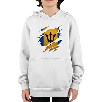 Proud Barbadian S Torn Ripped Barbados Flag Youth Hoodie | Mazezy
