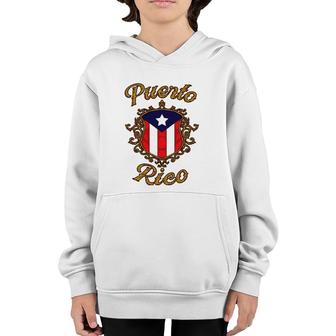 Puerto Rico Emblem Boricua Flag Puerto Rican Pride Youth Hoodie | Mazezy