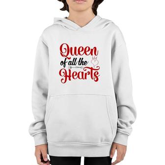 Queen Of All The Hearts Valentine Cute Couple Valentine Youth Hoodie | Mazezy AU