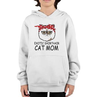 Red Bandana Exotic Shorthair Cat Mom Mother's Day Youth Hoodie | Mazezy