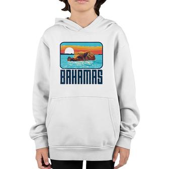 Retro Bahamas Swimming Pig Funny Vintage Feral Hog Beach Youth Hoodie | Mazezy UK