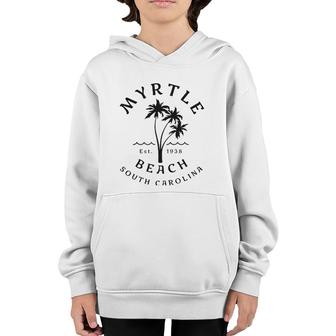 Retro Cool Original Myrtle Beach Sc Palm Tree Novelty Art Youth Hoodie | Mazezy