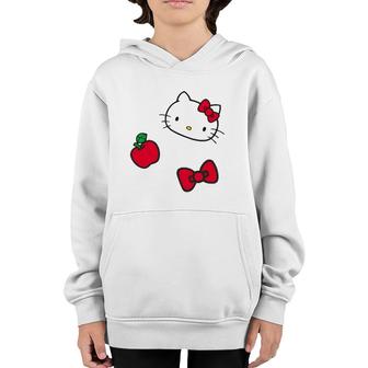 Retro Patches Red Apple Bow Youth Hoodie | Mazezy