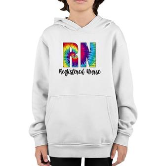 Rn Tie Dye Registered Nurse Colorful Text Youth Hoodie | Mazezy