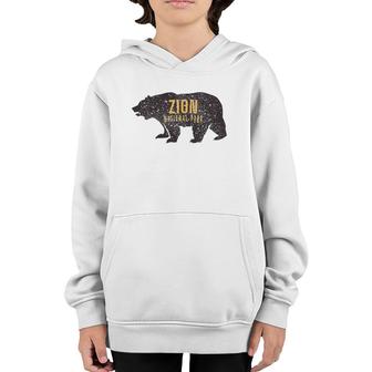 Road Trip Mount Zion National Park Bear Graphic Retro Youth Hoodie | Mazezy