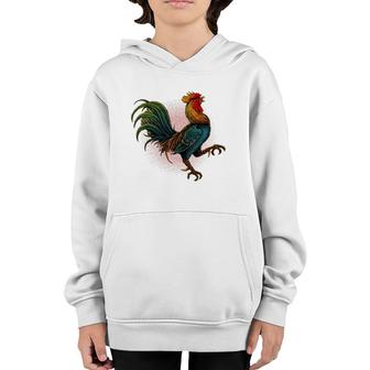 Rooster Male Chickens Awesome Birds Rooster Crows Youth Hoodie | Mazezy