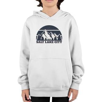 Salt Lake City Utah Vintage Mountain Vacation Group Gift Youth Hoodie | Mazezy