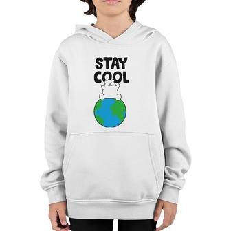Save Earth Polar Bear Stay Cool Earth Polar Bear Youth Hoodie | Mazezy UK
