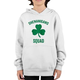 Shenanigans Squad Funny St Patrick's Day Matching Group Gift Raglan Baseball Tee Youth Hoodie | Mazezy