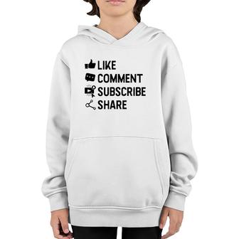 Social Media Like Comment Subscribe Share Gift Youth Hoodie | Mazezy DE