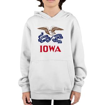 State Of Iowa Flag -- The Hawkeye State Pride Roots Youth Hoodie | Mazezy
