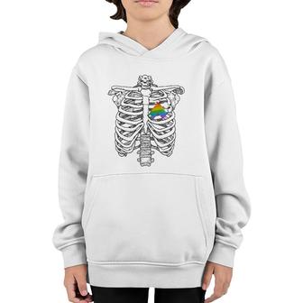 Straight Alliance Ribcage Gift For Straight Ally Pride Flag Youth Hoodie | Mazezy