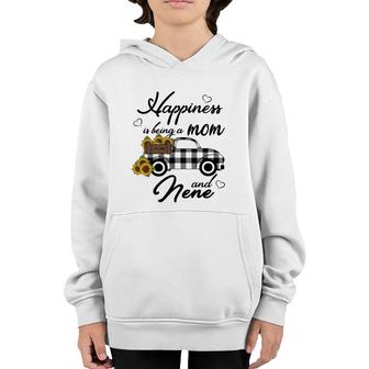 Sunflower Grandma Happiness Is Being A Mom And Nene Youth Hoodie | Mazezy