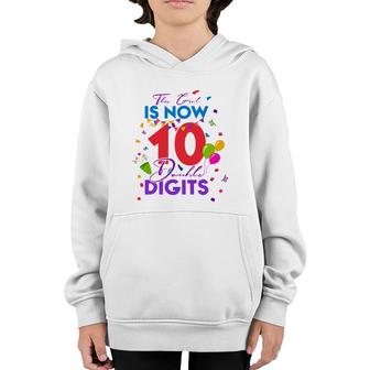 This Girl Is Now 10 Double Digits Birthday 10Th Gift 10 Years Old Youth Hoodie - Seseable