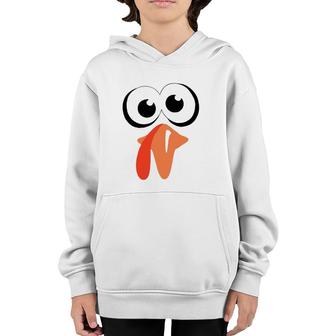 Turkey Face Thanksgiving Costume Silly Family Pilgrim Youth Hoodie | Mazezy