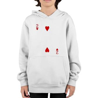 Two Of Hearts Playing Card Youth Hoodie | Mazezy