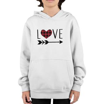 Valentine's Day Womens Graphic Tees Cute Buffalo Plaid Youth Hoodie | Mazezy