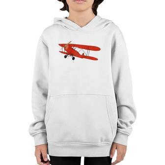 Vintage Airplane Aviation Pilot Retro Red Aircraft Youth Hoodie | Mazezy