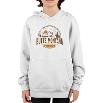 Vintage Butte Montana Mountain Hiking Souvenir Print Youth Hoodie | Mazezy