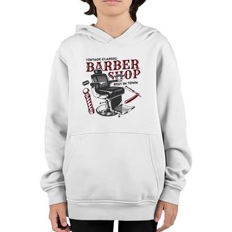 Vintage Classic Barber Shop Funny Gift Idea, Barber Youth Hoodie | Mazezy