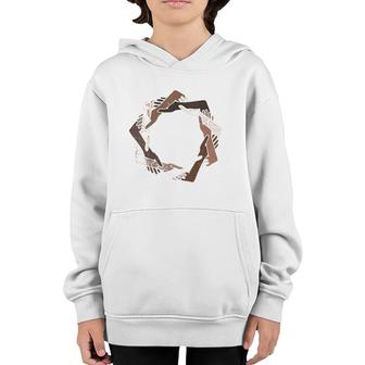 We Are One Human Family Nine Pointed Star - Baha'i Clothing V-Neck Youth Hoodie | Mazezy
