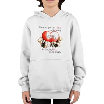 When We Put Cares In His Hands Jesus He Put His Peace In Our Hearts Christian Youth Hoodie | Mazezy