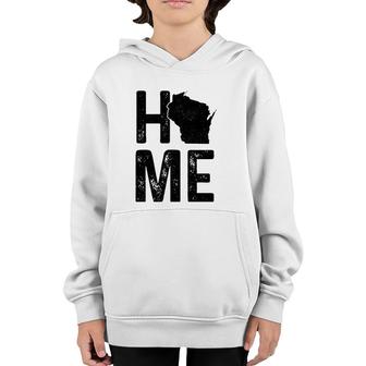 Wisconsin Home State Map Pride Gift Youth Hoodie | Mazezy