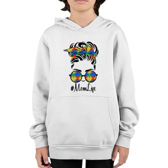 Womens Autism Awareness Mom Life Autistic Mother Support Kids V-Neck Youth Hoodie | Mazezy