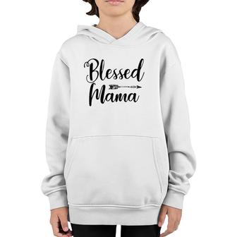 Womens Blessed Mama With Sayings Christian Mom Religious Youth Hoodie | Mazezy