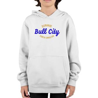 Womens Bull City Durham North Carolina V-Neck Youth Hoodie | Mazezy