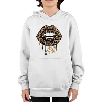 Womens Cool Leopard Print Bite Cheetah Mom Mouth Sexy Leopard Lips Youth Hoodie | Mazezy