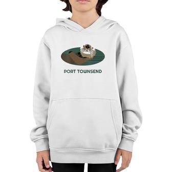 Womens Cute Otter Port Townsend, Wa Coast Resident Fisherman Gift V-Neck Youth Hoodie | Mazezy